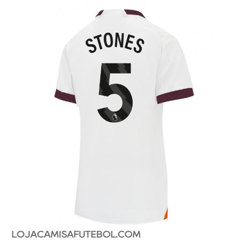 Camisa de Futebol Manchester City John Stones #5 Equipamento Secundário Mulheres 2023-24 Manga Curta